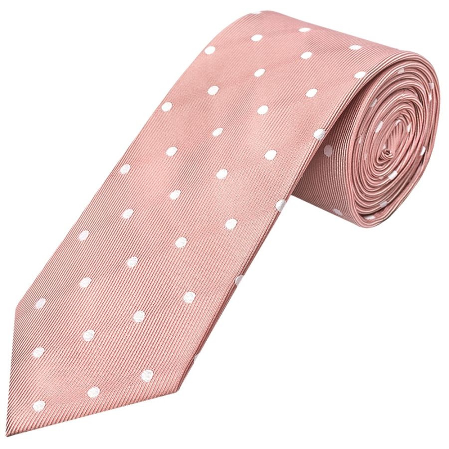 Rose Gold Large White Spot Classic Men's Tie
