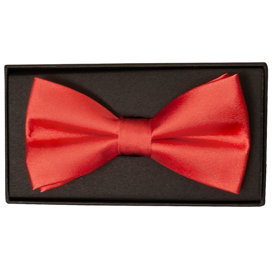Plain Coral Pink Satin Silk Mens Bow Tie