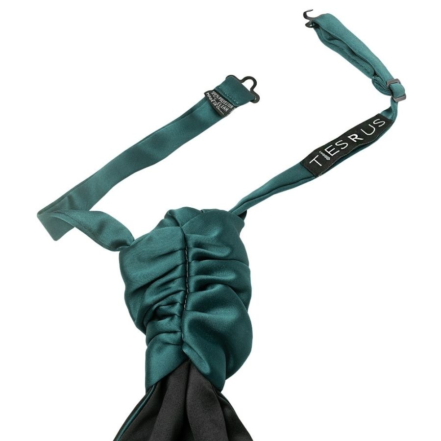 Plain Dark Teal Satin Men's Cravat Tie and Pocket Square Set