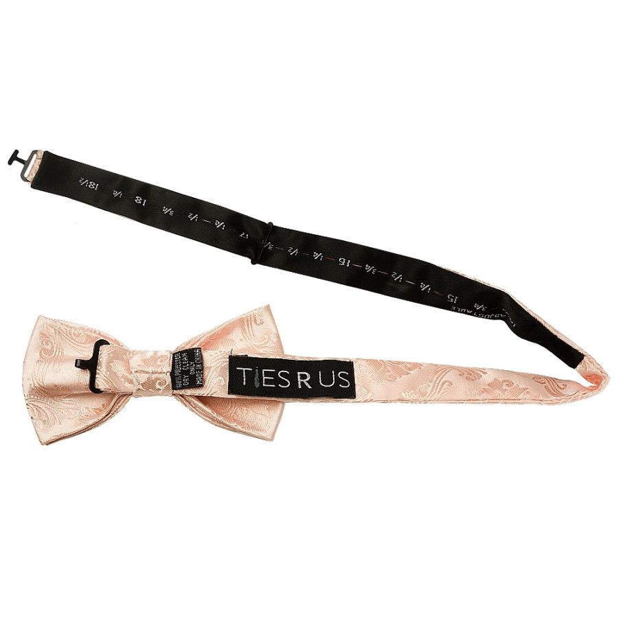 Light Peach Paisley Handmade Mens Bow Tie