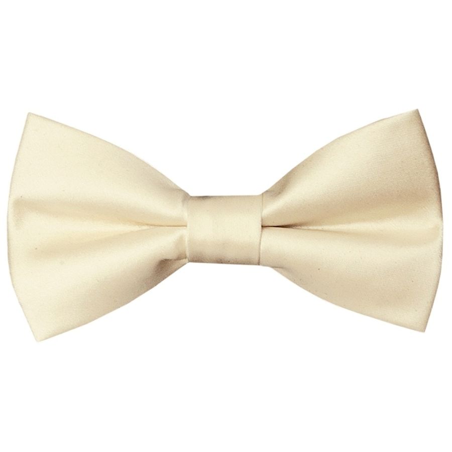 Pre Tied Ivory Satin Boys Bow Tie and Pocket Square Set Age 4-7