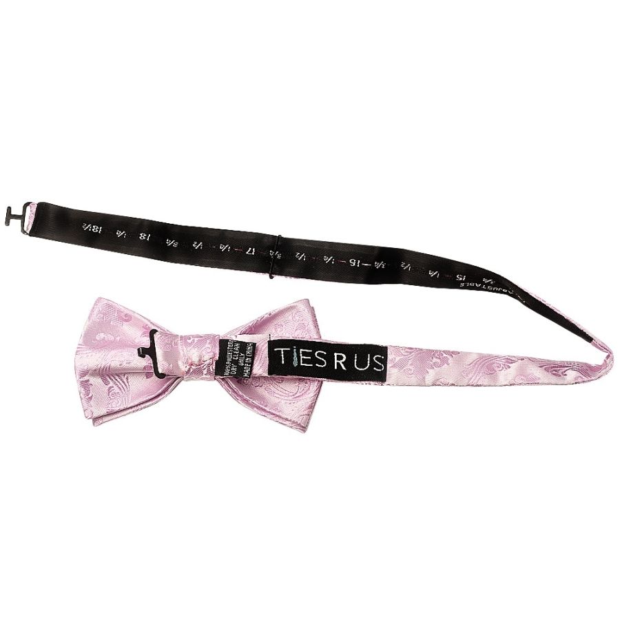 Light Dusty Pink Paisley Handmade Mens Bow Tie