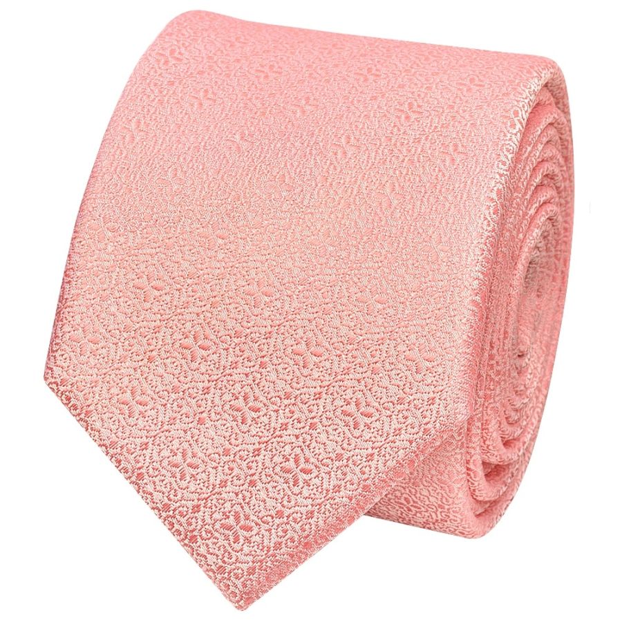 Pink Self Floral Textured Silk Skinny Men's Tie