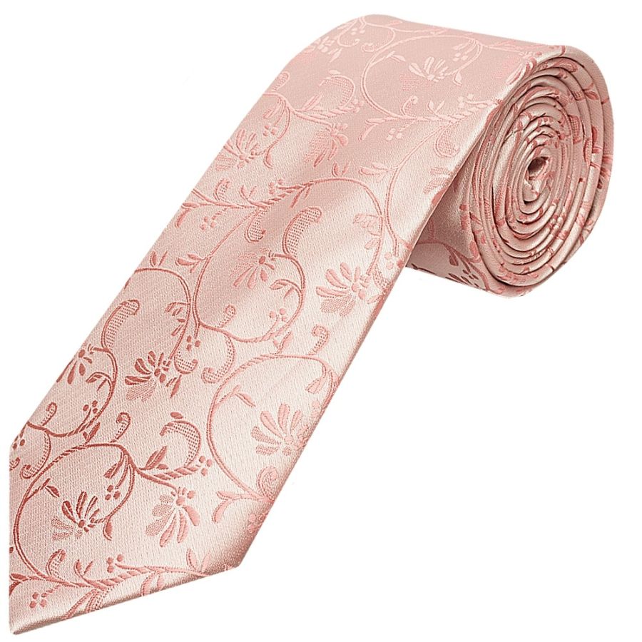 Rose Gold Floral Classic Men's Tie and Pocket Square Set