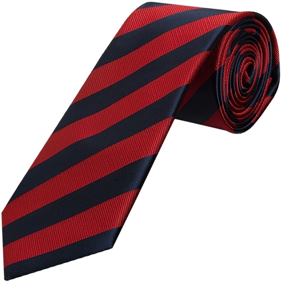 Navy and Red Striped Classic Men's Tie and Pocket Square Set