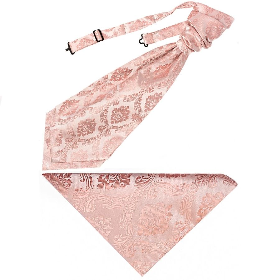 Rose Quartz Paisley Men's Cravat Tie and Pocket Square Set