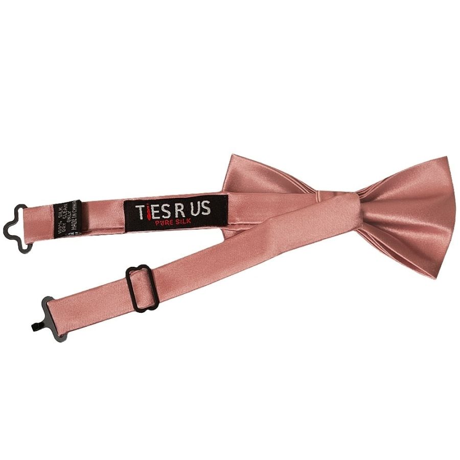 Pre Tied Dusty Rose Satin Silk Boys Bow Tie and Pocket Square Set