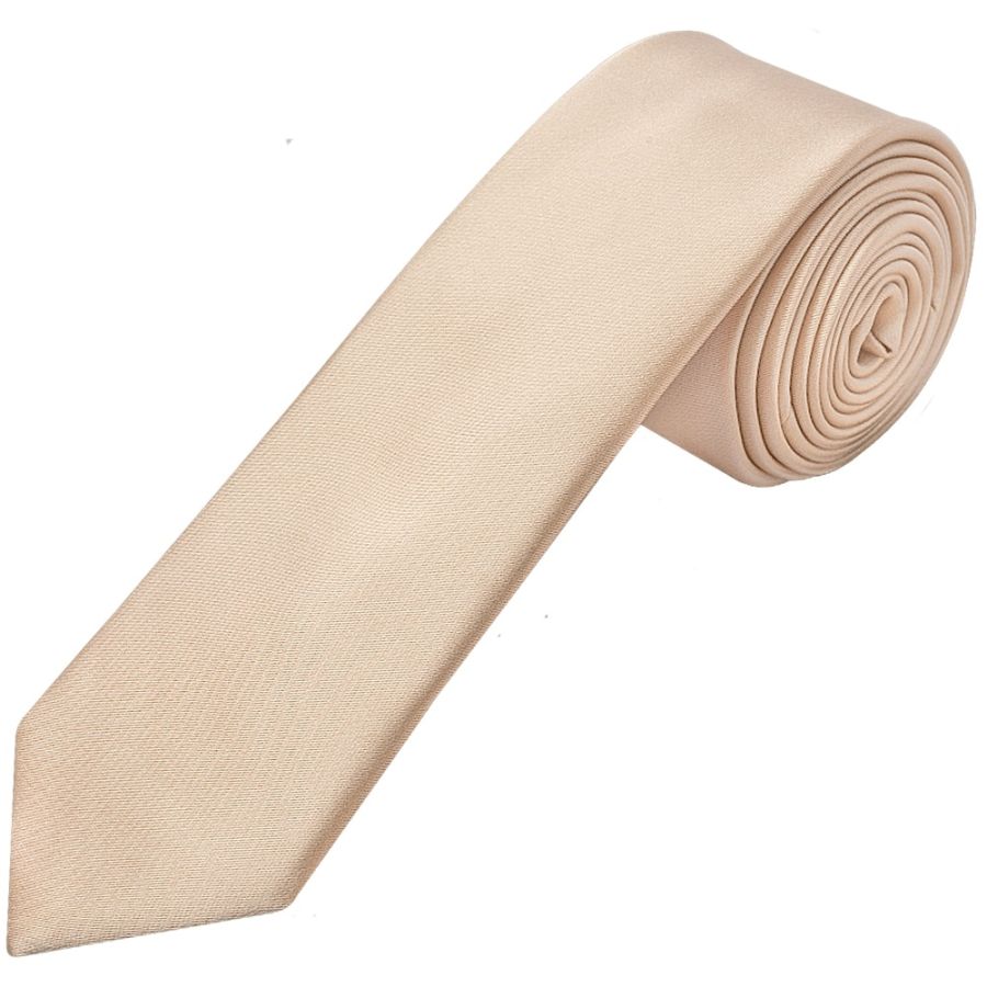 Plain Nude Satin Boys Tie and Pocket Square Set
