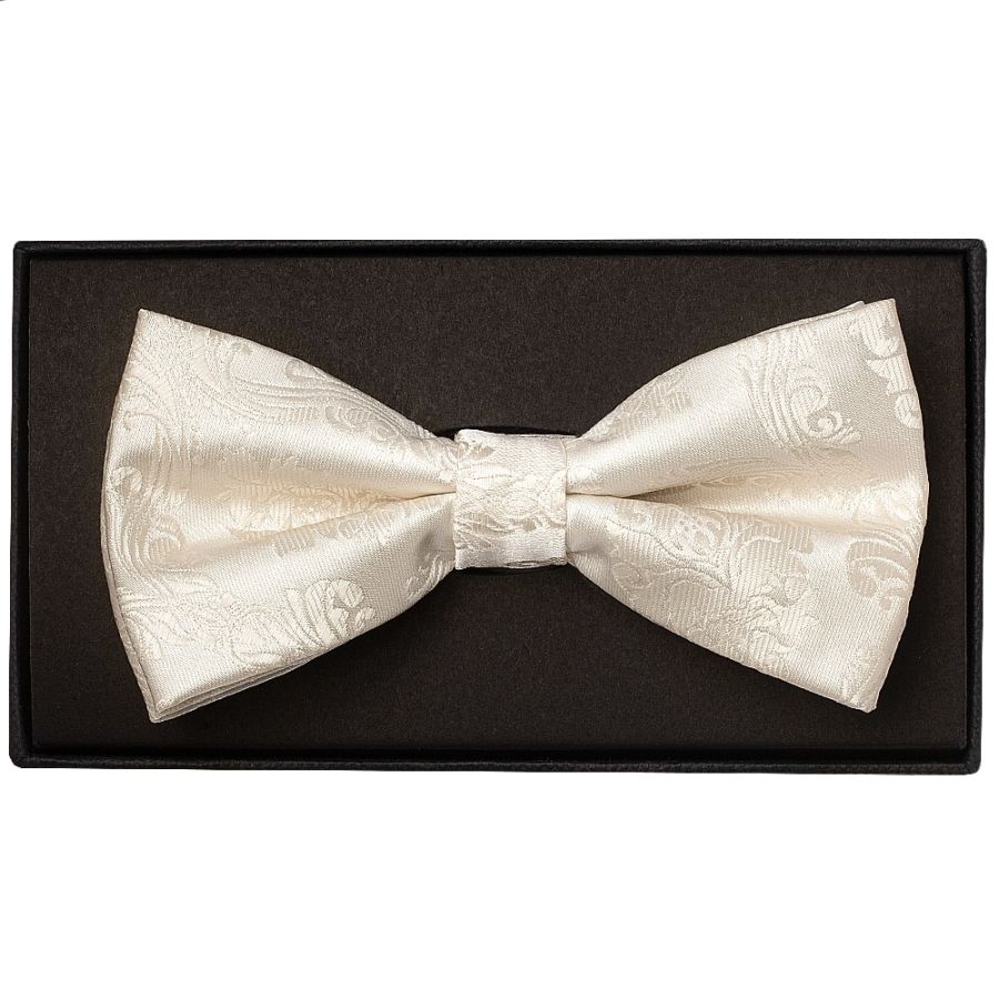 Ivory Paisley Handmade Mens Bow Tie