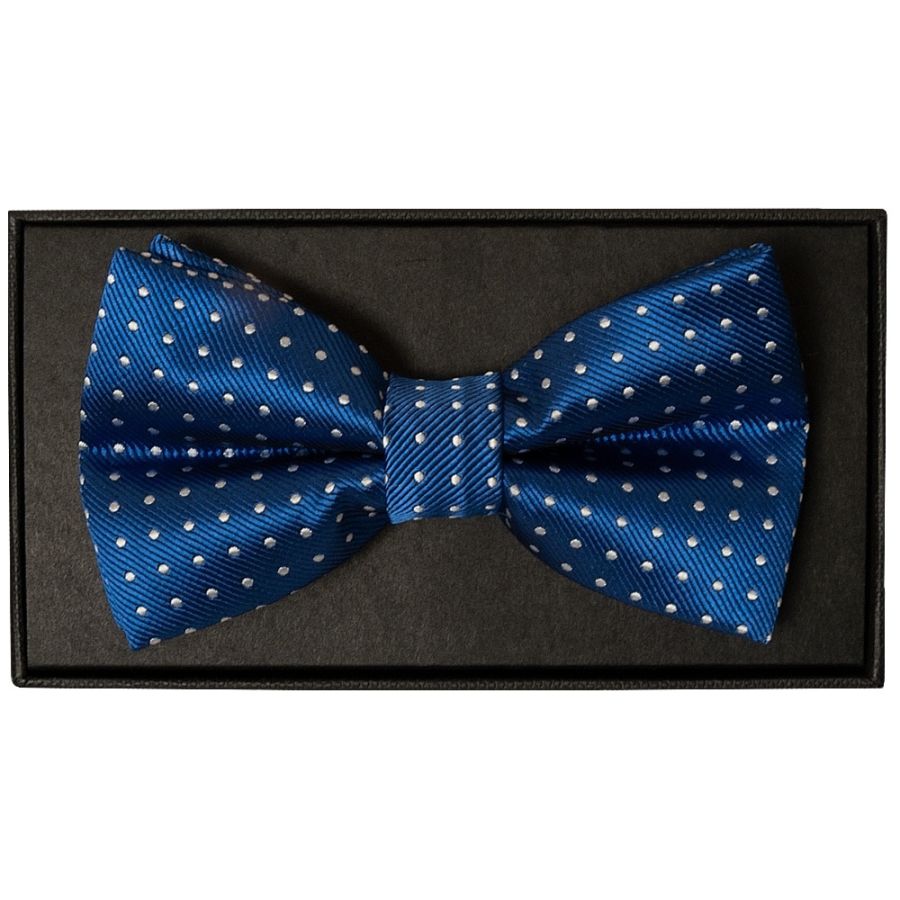 Handmade Blue And White Polka Dot Mens Bow Tie