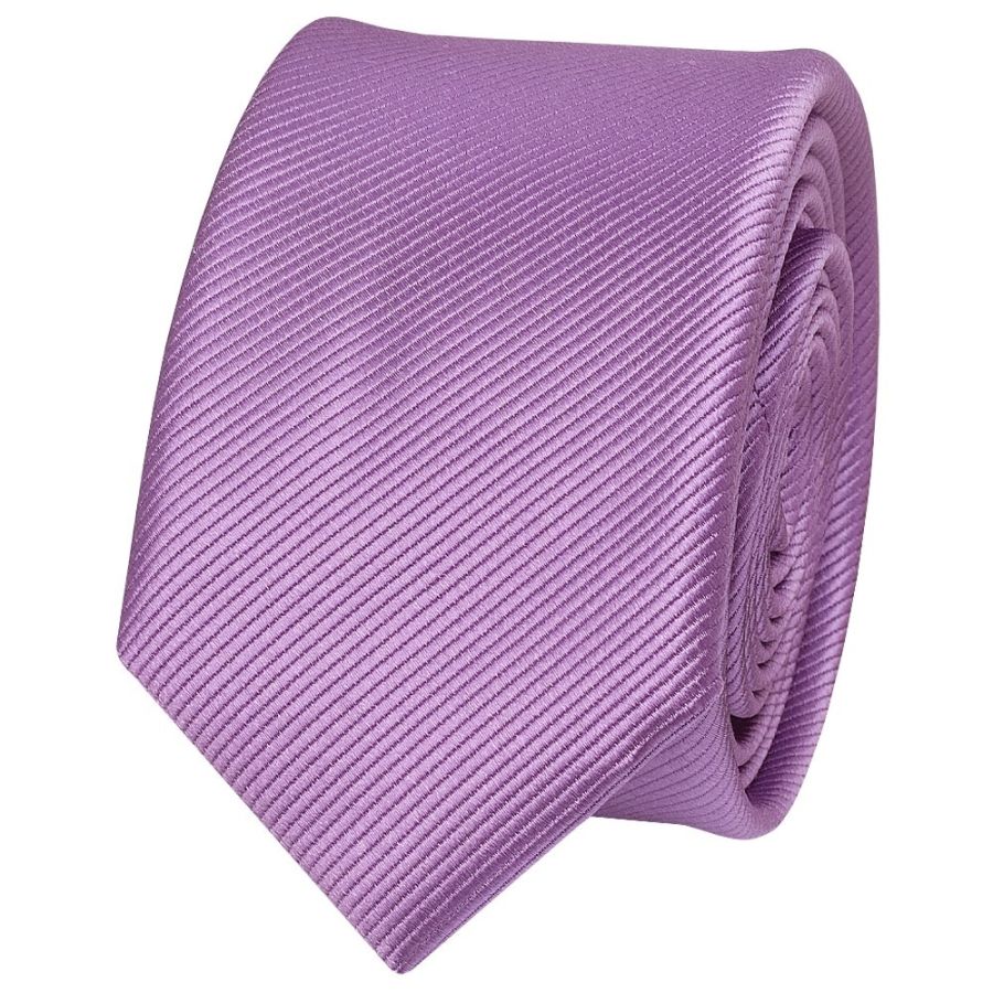 Lilac Silk Twill Skinny Men's Tie and Pocket Square Set