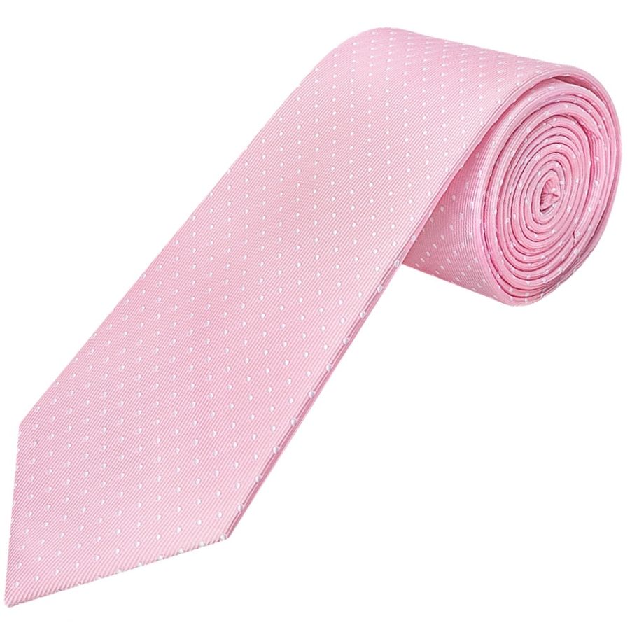 Pink and White Polka Dot Classic Men's Tie