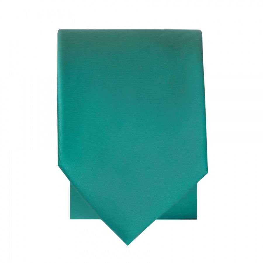 Plain Teal Green Satin Skinny Men's Tie and Pocket Square Set