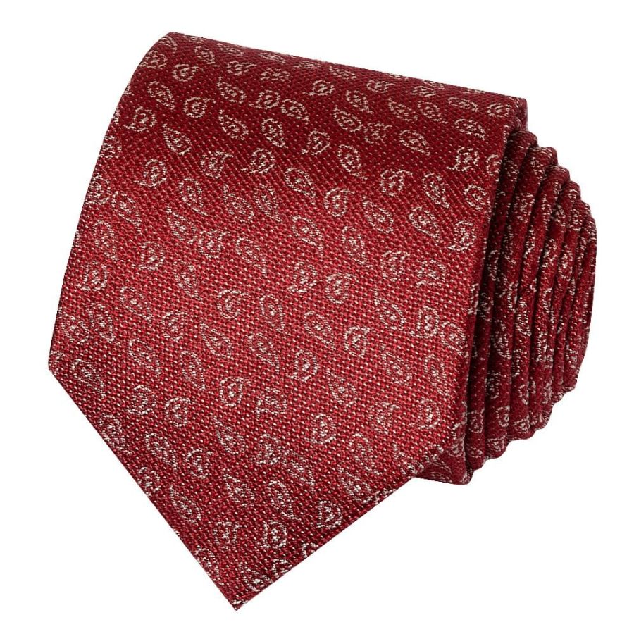 Burgundy Micro Paisley Classic Men's Silk Tie