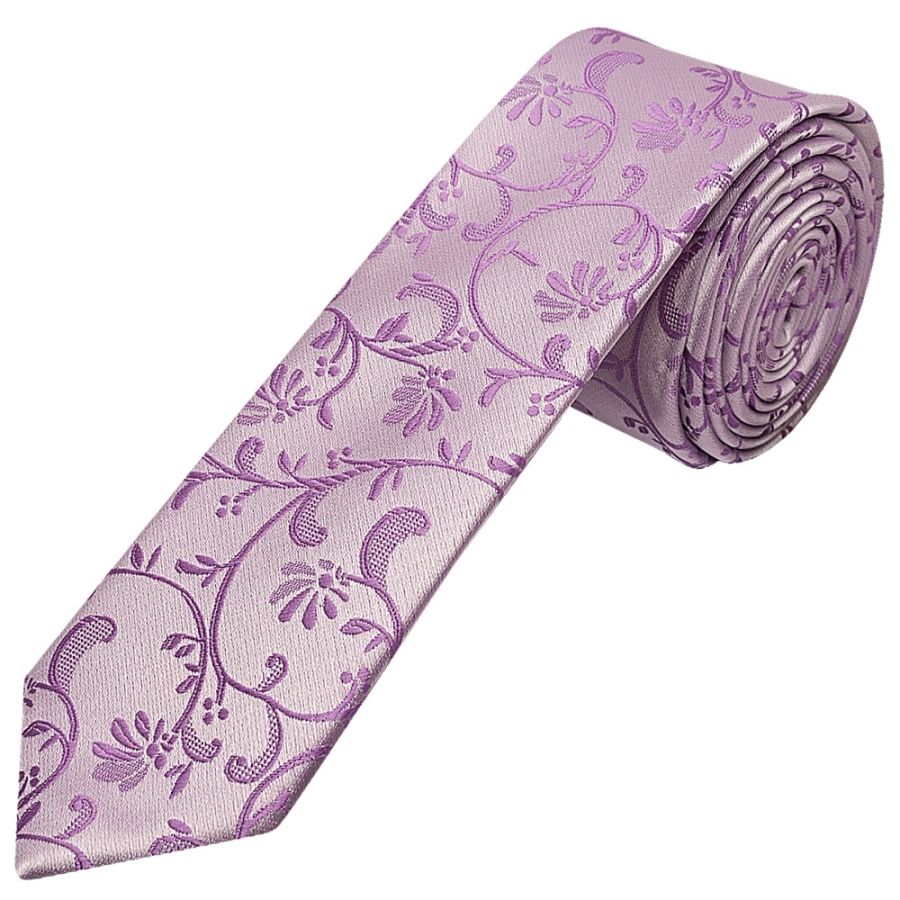 Lavender Floral Skinny Boys Tie