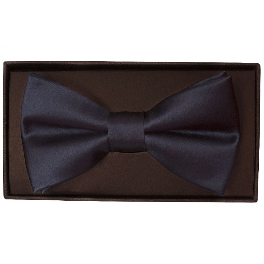 Plain Navy Handmade Mens Bow Tie Pocket Square Set