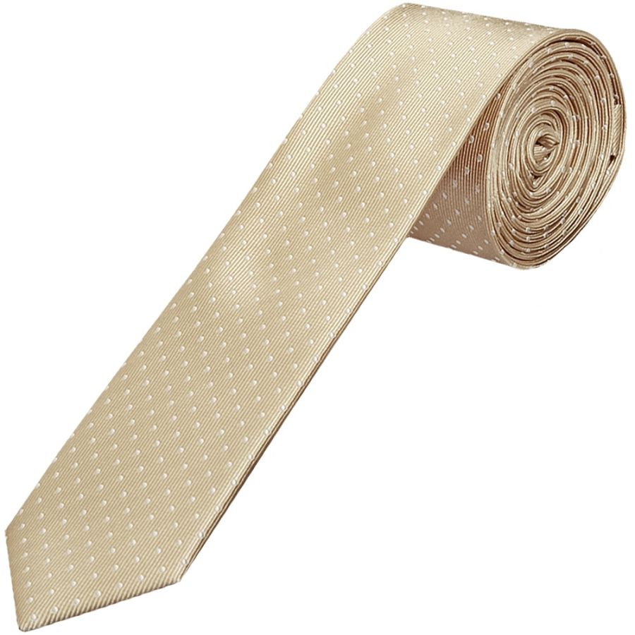 Champagne and White Polka Dot Skinny Boys's Tie