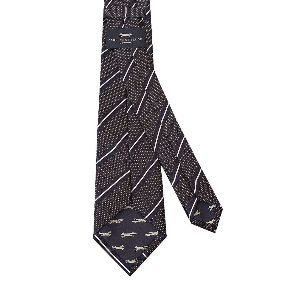 Navy Fine Stripe Classic Men's Silk Tie