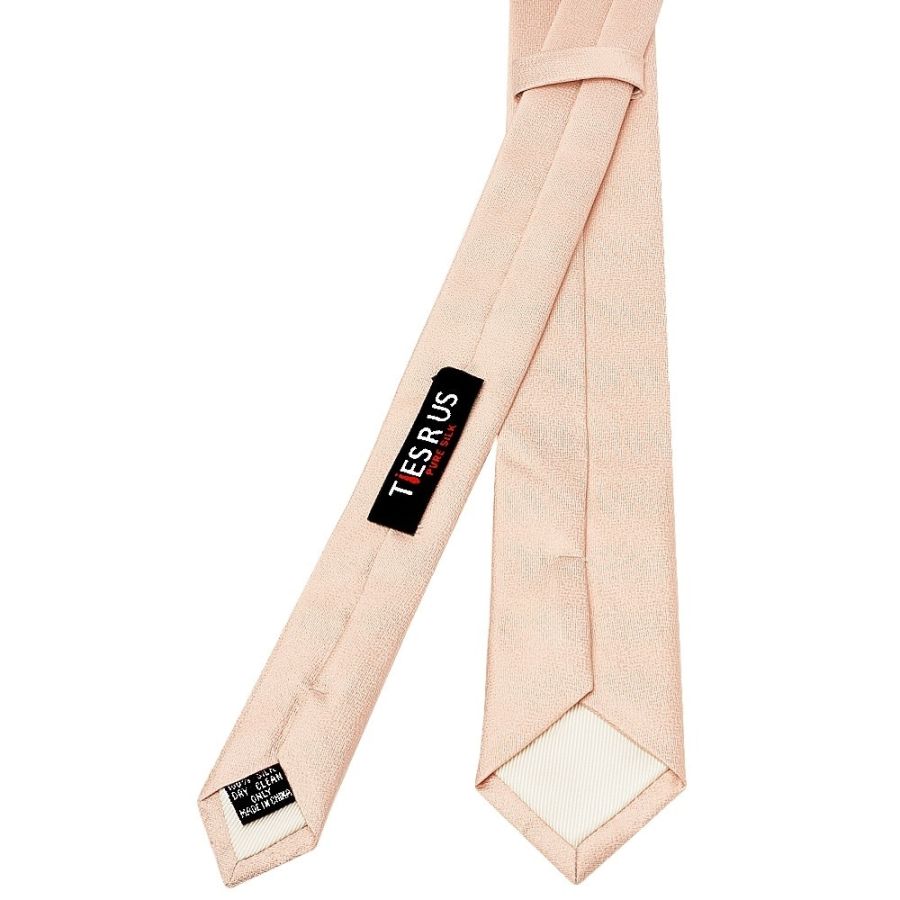 Plain Nude Silk Skinny Boys Tie and Pocket Square Set