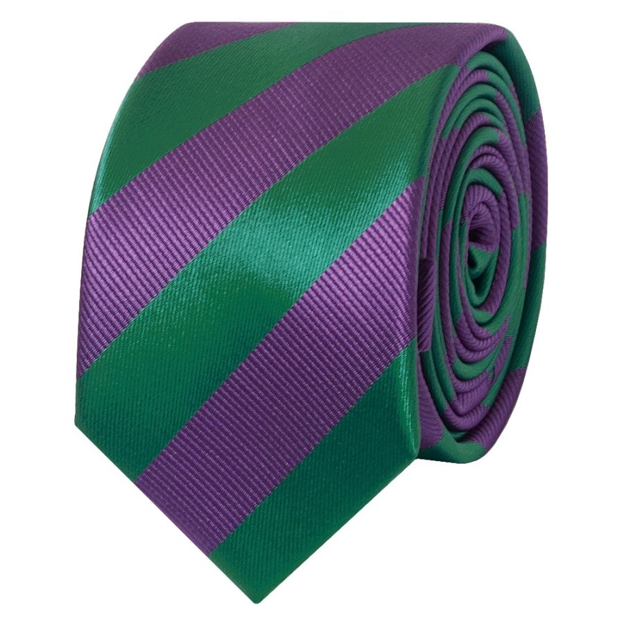 Green and Purple Striped Skinny Men's Tie