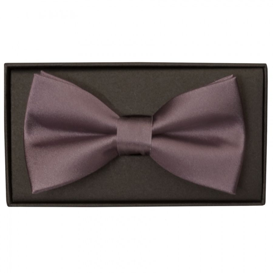 Plain Mauve Satin Silk Mens Bow Tie