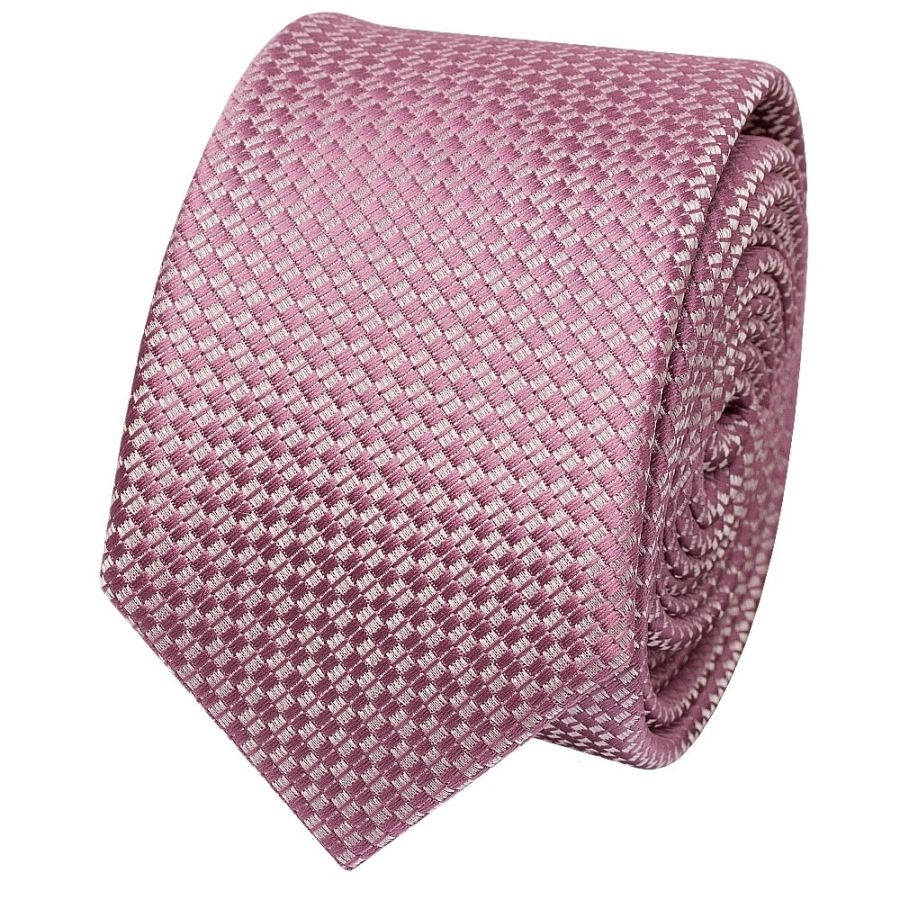 Dusty Pink Textured Skinny Tie and Pocket Square Set