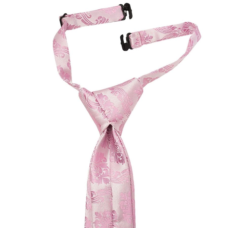 Pre Tied Dusty Pink Paisley Boys Tie Age 4-7