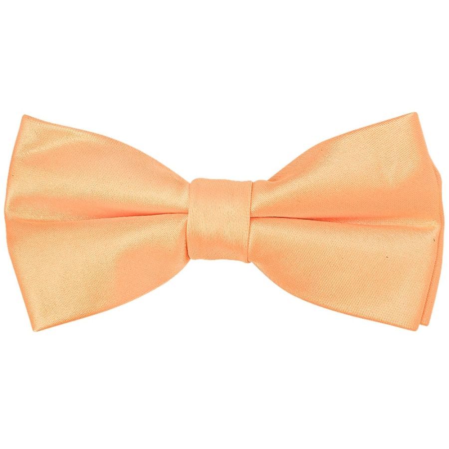 Pre Tied Peach Satin Boys Bow Tie and Pocket Square Set Age 4-7