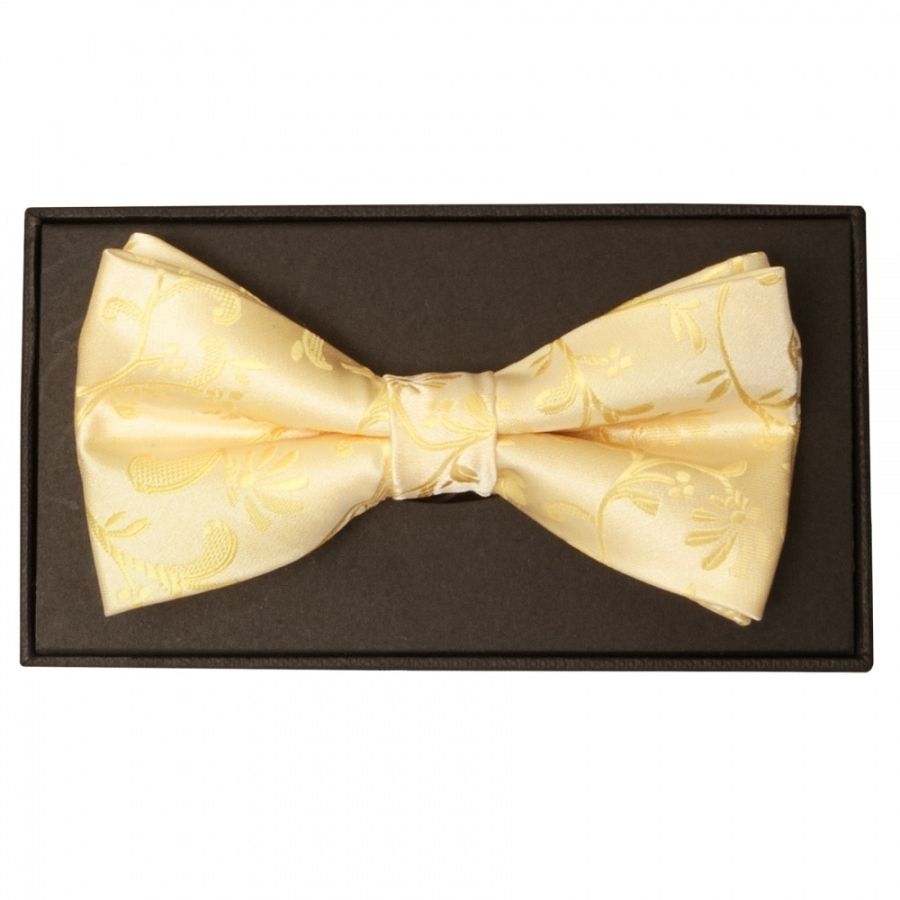 END OF SEASON STOCK Light Gold Floral Hand Made Mens Bow Tie