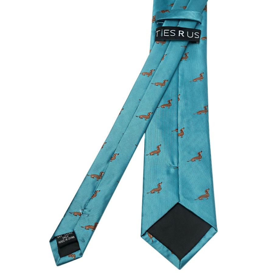 Slim Turquoise Dachshund Men's Tie