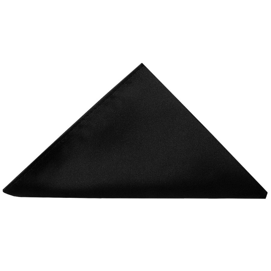 Plain Black Satin Classic Men's Tie and Pocket Square Set