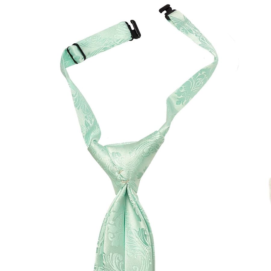 Pre Tied Mint Paisley Boys Tie Age 4-7