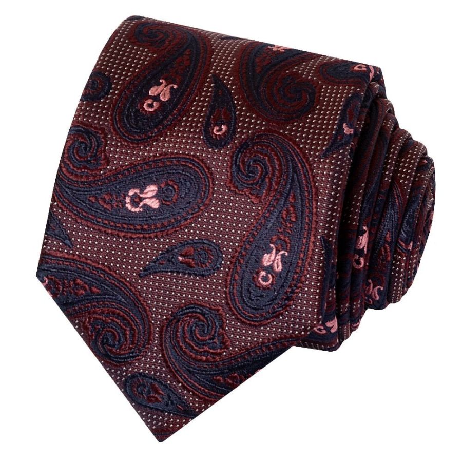 Burgundy Mini Paisley Classic Men's Silk Tie