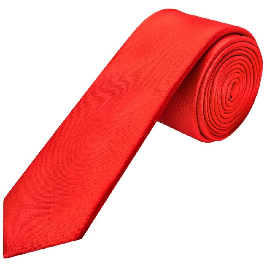 Bright Red Satin Skinny Boys Tie
