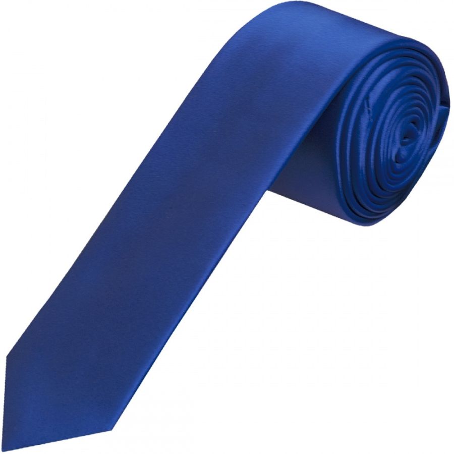 Plain Royal Blue Satin Skinny Boys Tie