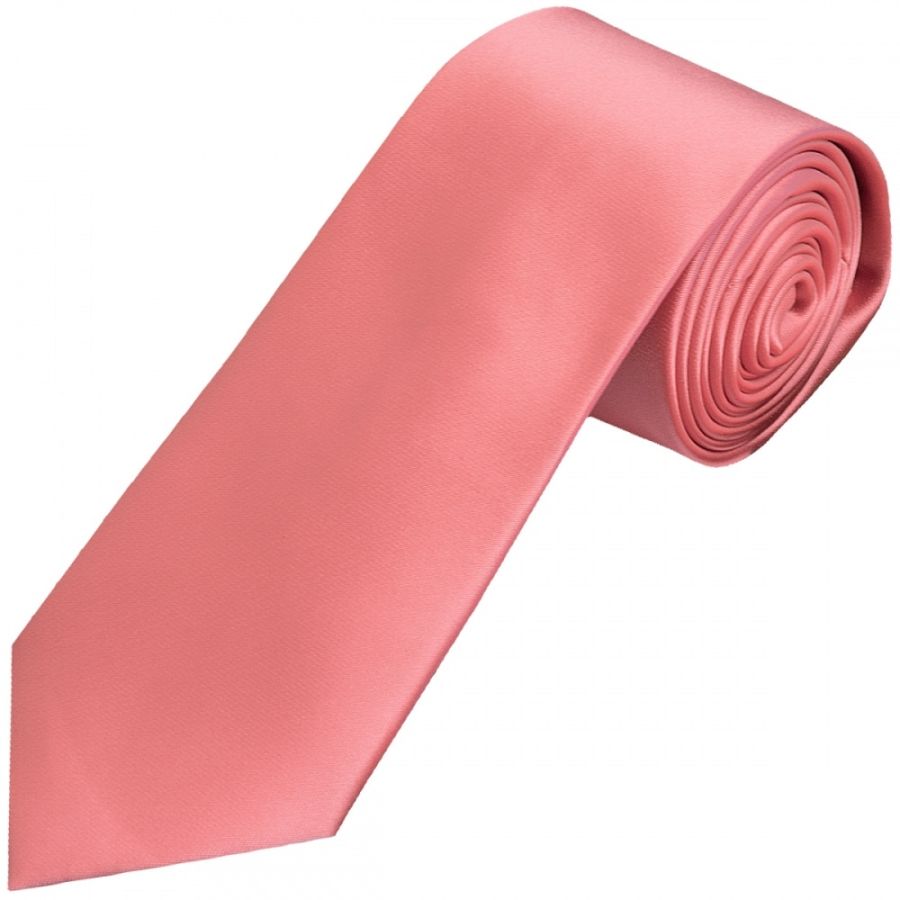 Plain Light Coral Pink Satin Classic Men's Tie