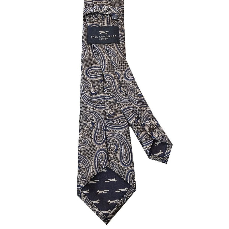 Grey Paisley Classic Men's Silk Tie