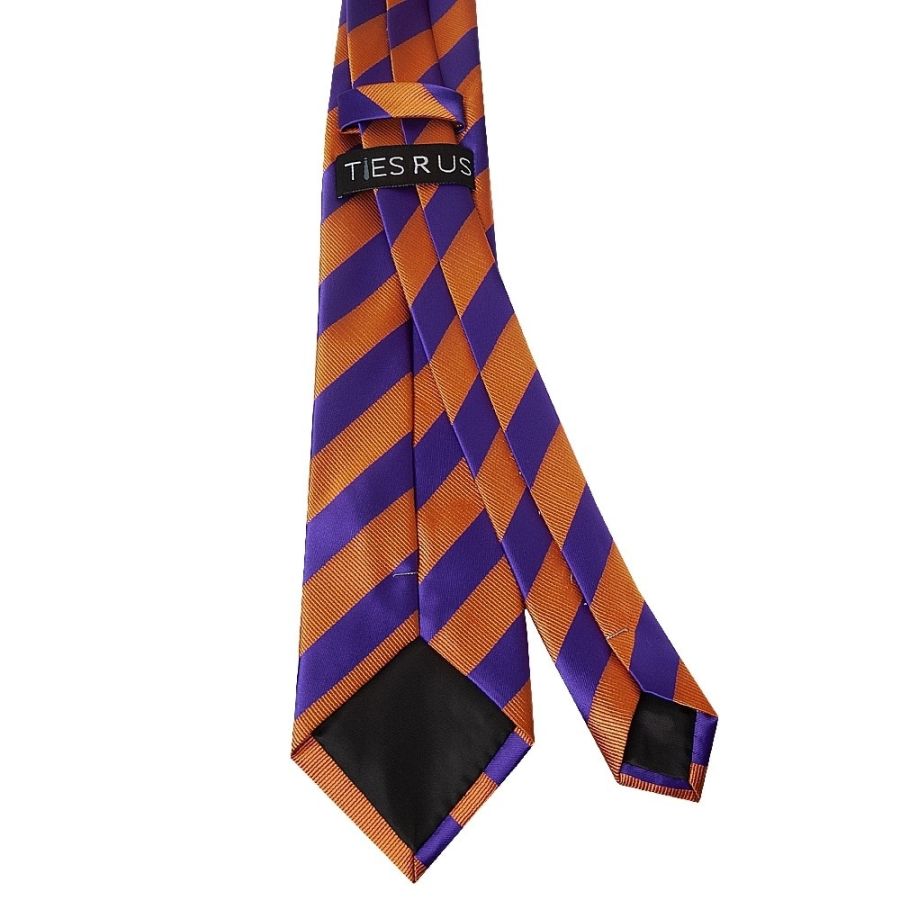 Purple and Orange Striped Classic Men's Tie and Pocket Square Set