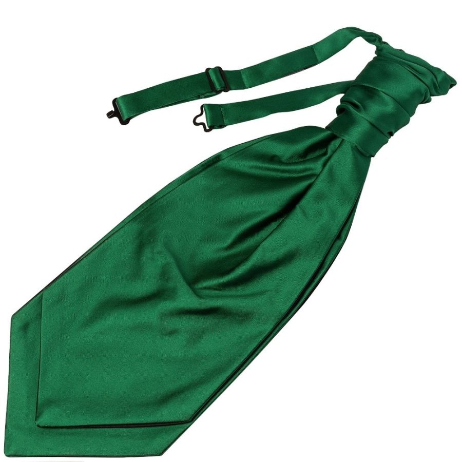 Forest Green Satin Men's Cravat Tie and Pocket Square Set