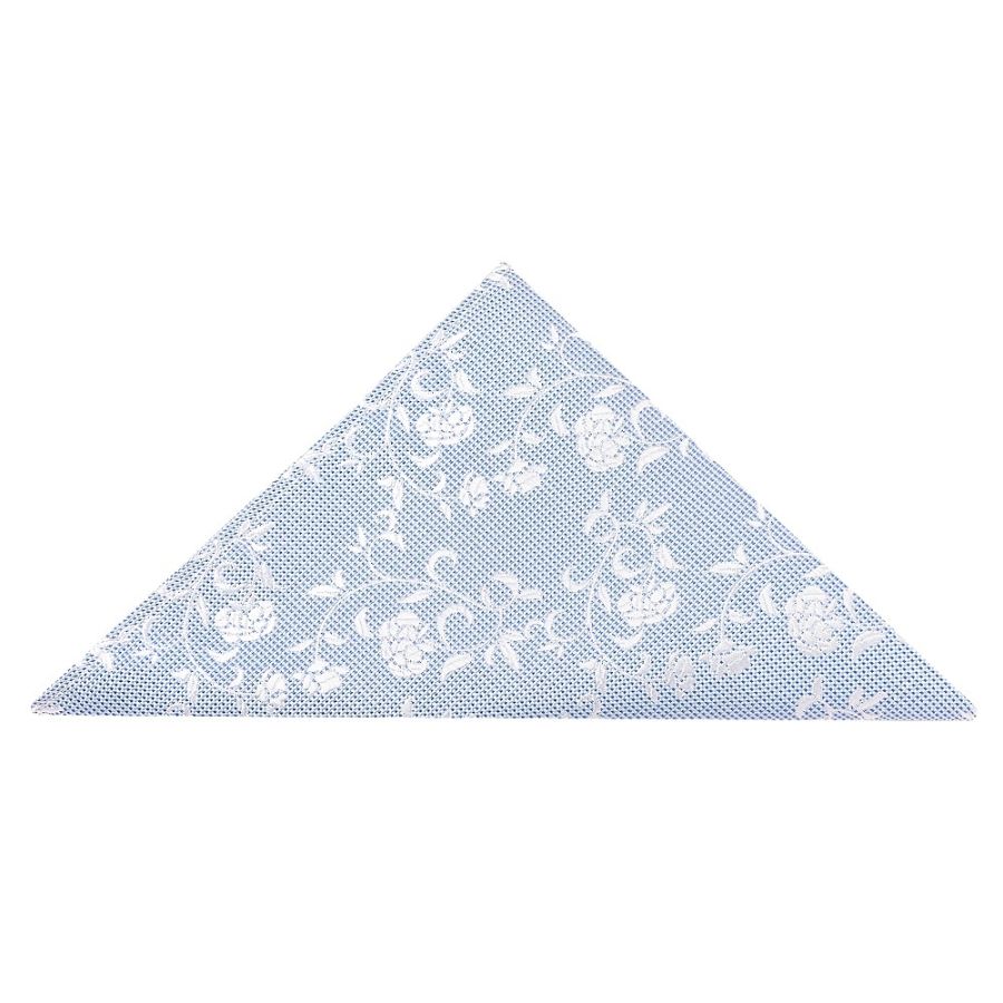 Sky Blue and White Floral Pocket Square