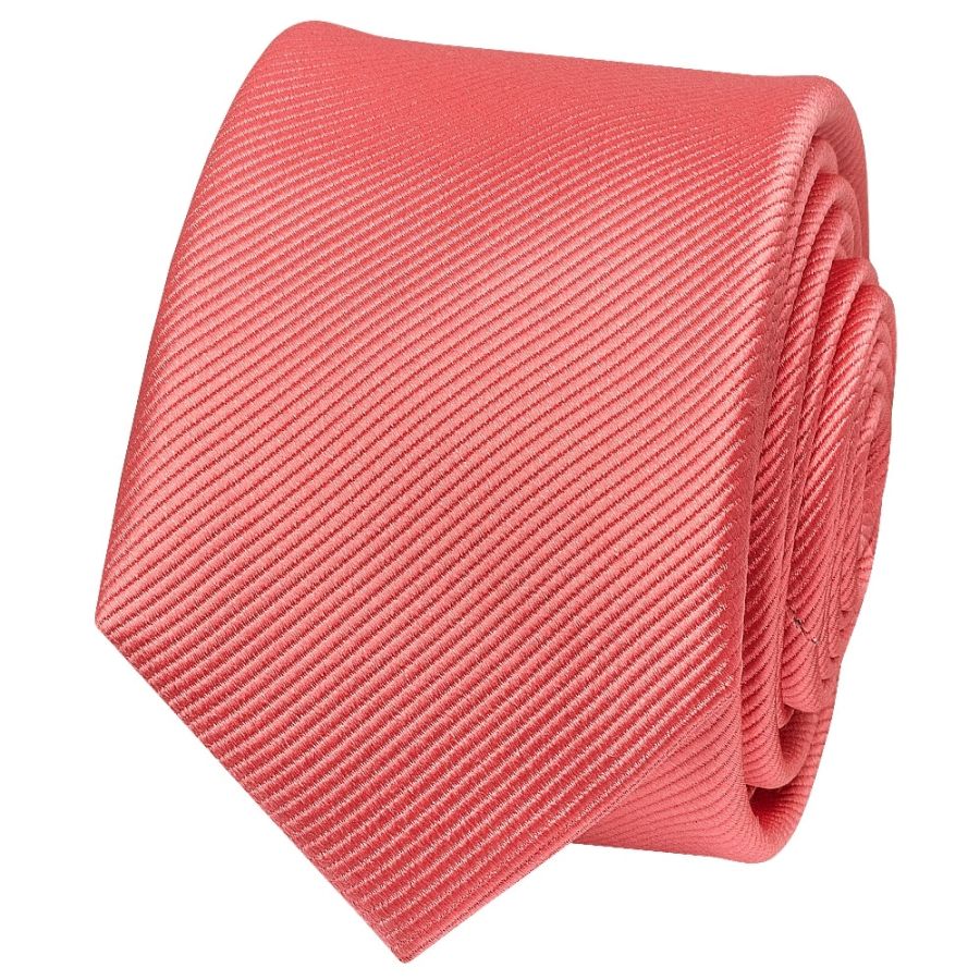 Salmon Pink Silk Twill Skinny Mens Tie