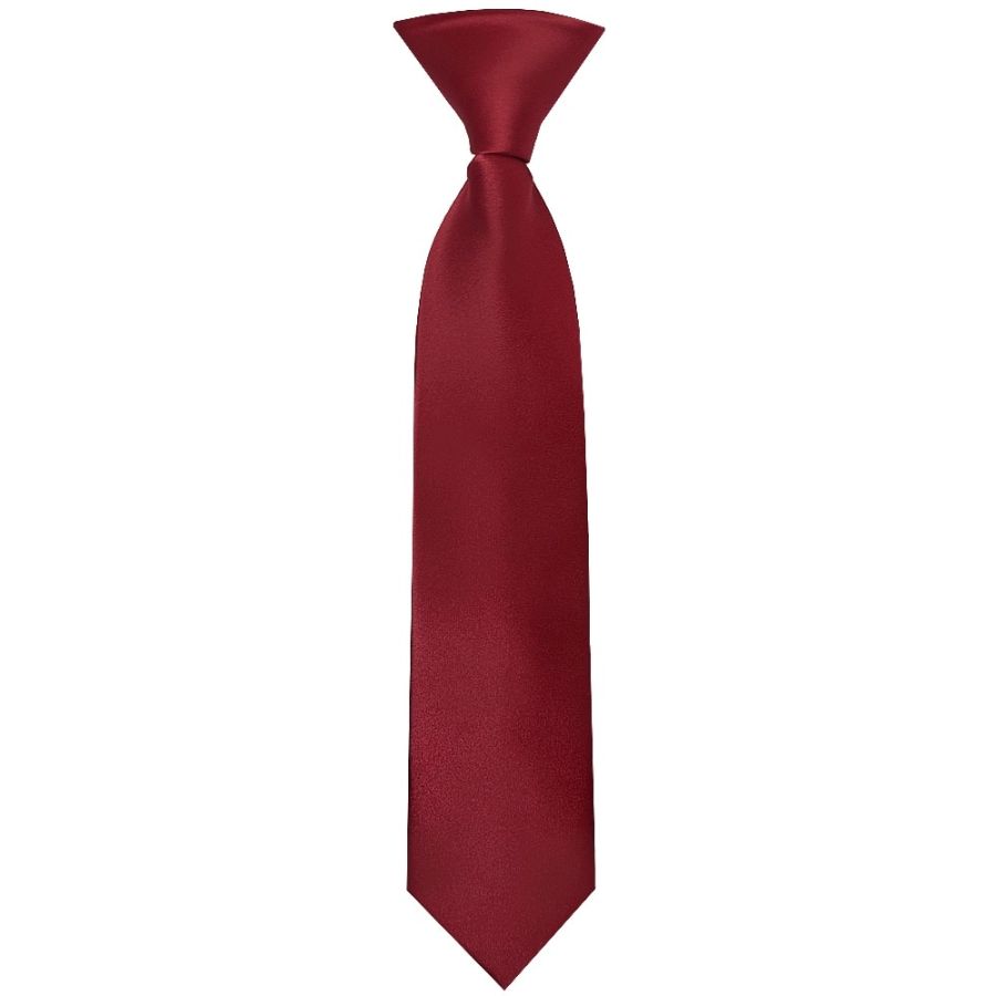 Pre Tied Maroon Satin Boys Tie Age 4-7