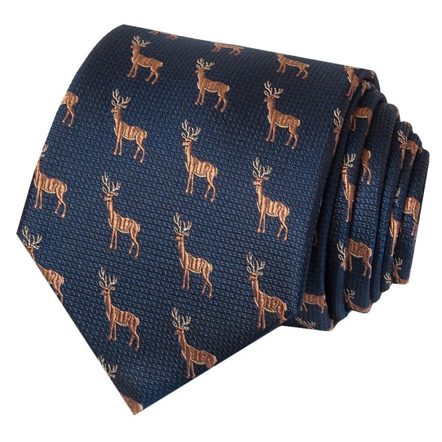 Navy Deer Silk Classic Men's Tie