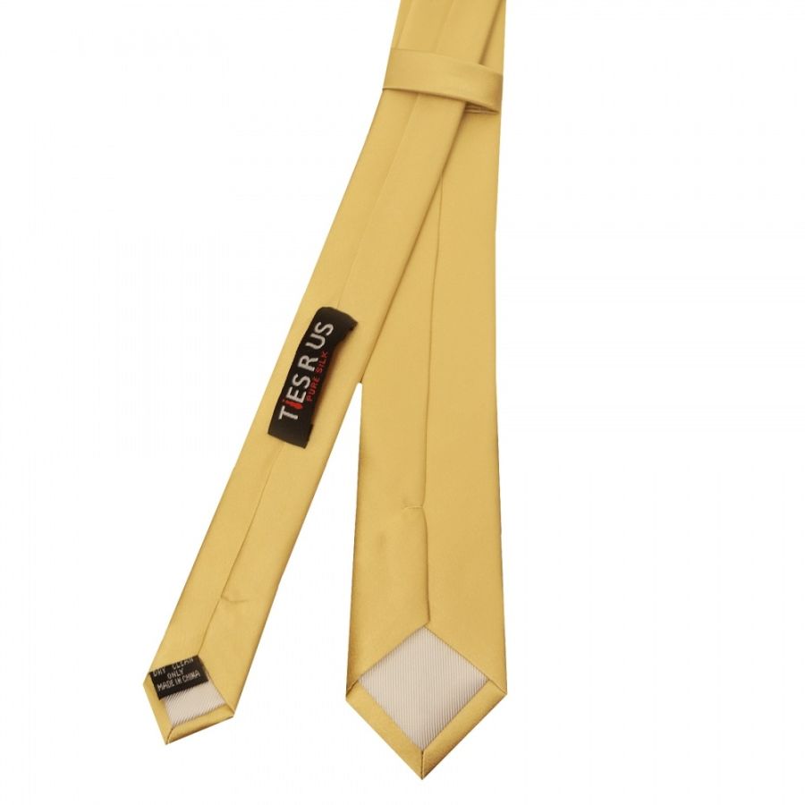 Plain Caramel Satin Silk Skinny Men's Tie