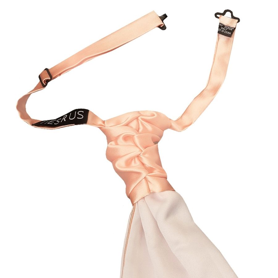 Plain Light Peach Satin Men's Cravat Tie and Pocket Square Set