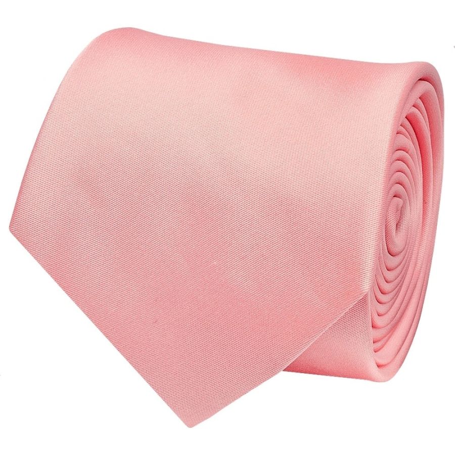 Plain Blush Rose Satin Classic Mens Tie and Pocket Square Set