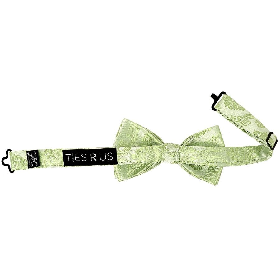 Pre Tied Sage Green Paisley Boys Bow Tie Age 4-7