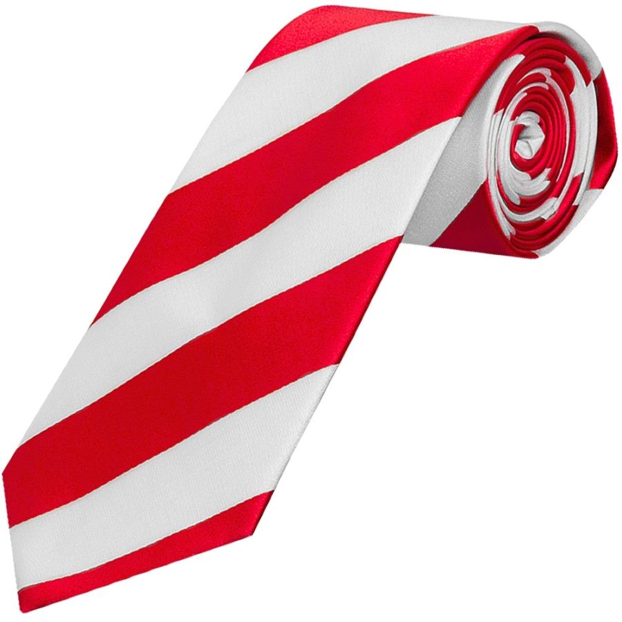 Red and White Striped Hand Made Classic Men's Football Tie and Pocket Square Set
