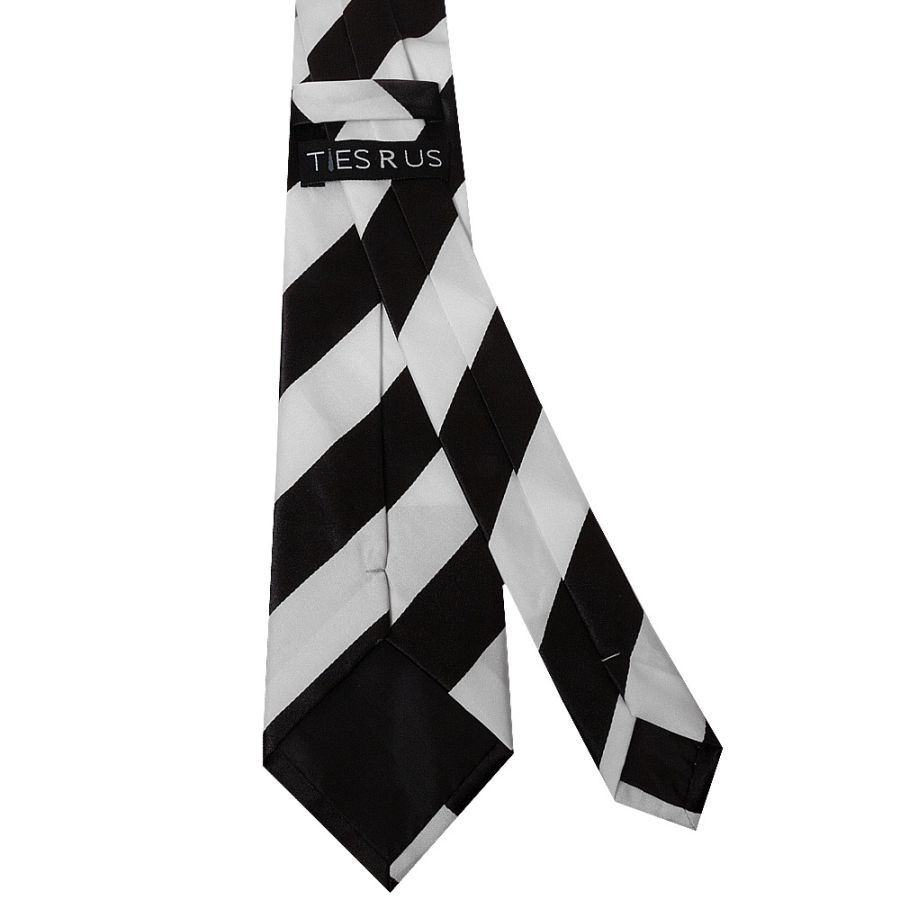 Black and White Striped Handmade Classic Men's Football Tie and Pocket Square Set