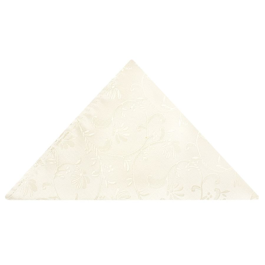 Ivory Floral Men's Cravat Tie and Pocket Square Set